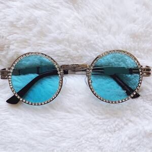Kate Clear Blue Round Sunglasses
